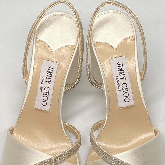 Jimmy Choo Plum Satin & Glitter Slingback Sandals size 37.5 - Picture 4 of 11